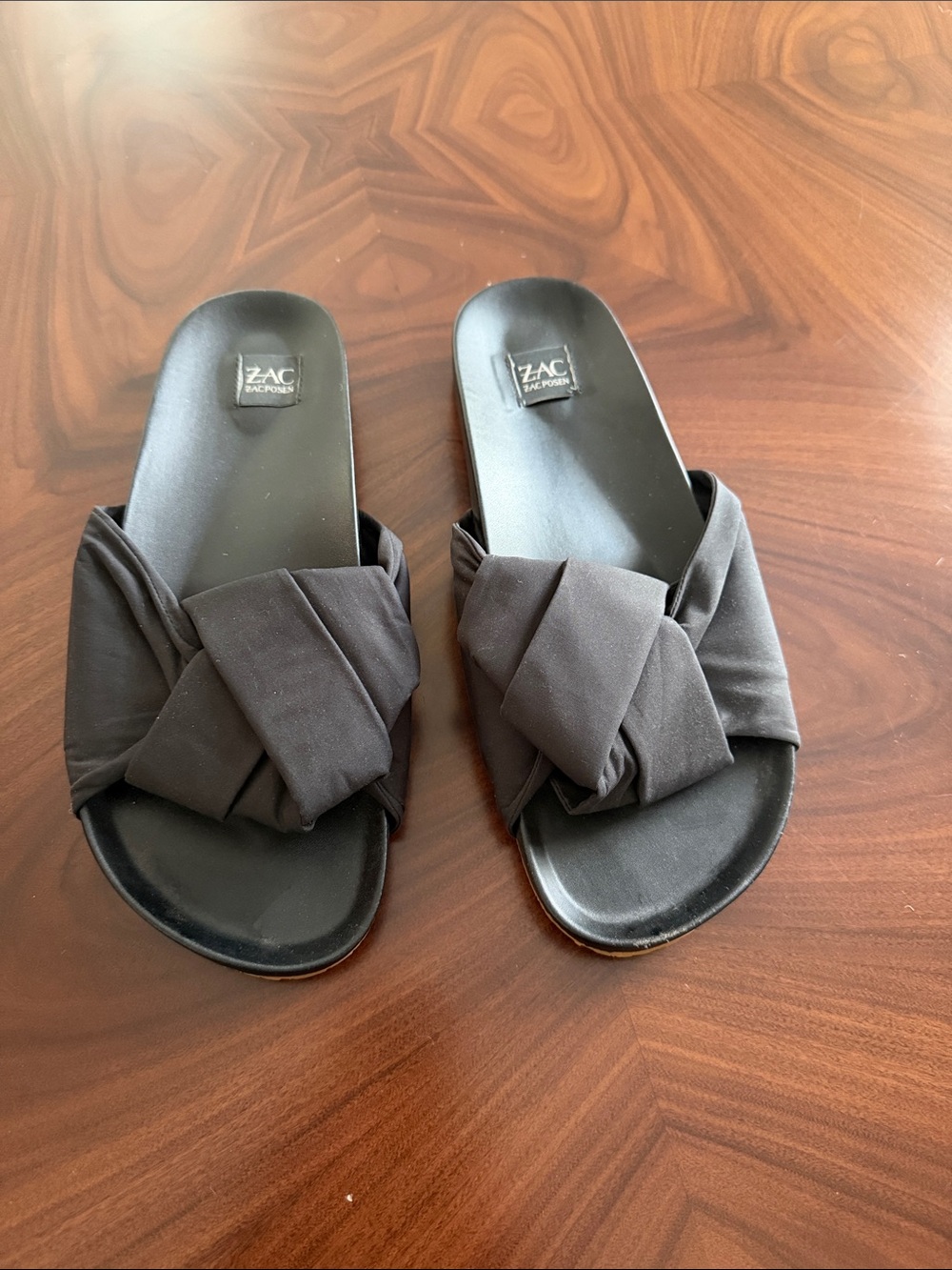 ZAC Zac Posen Black Knotted Slide Sandals